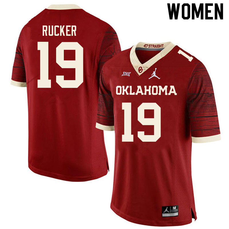 Women #19 Ralph Rucker Oklahoma Sooners College Football Jerseys Sale-Retro